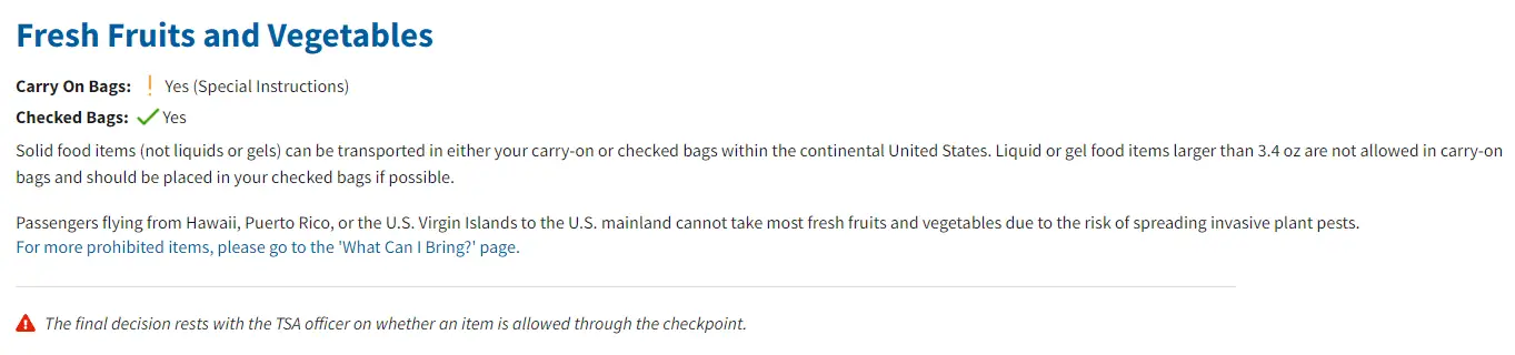 Can You Bring fruits On A Plane TSA Guideline
