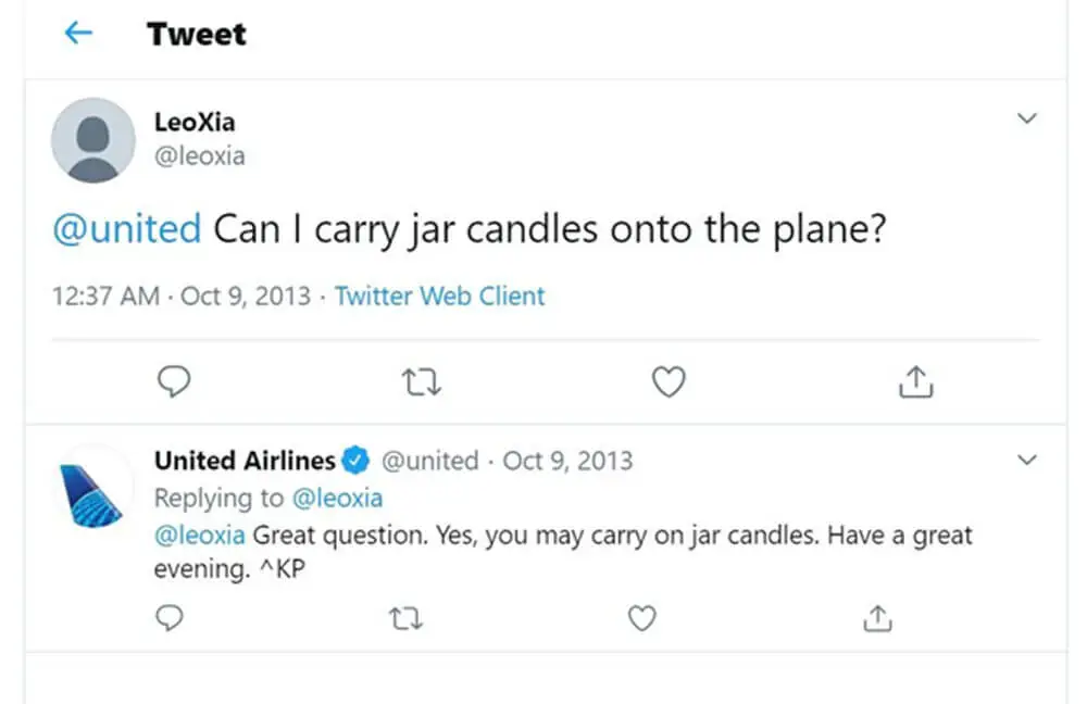 Candles on United Airlines
